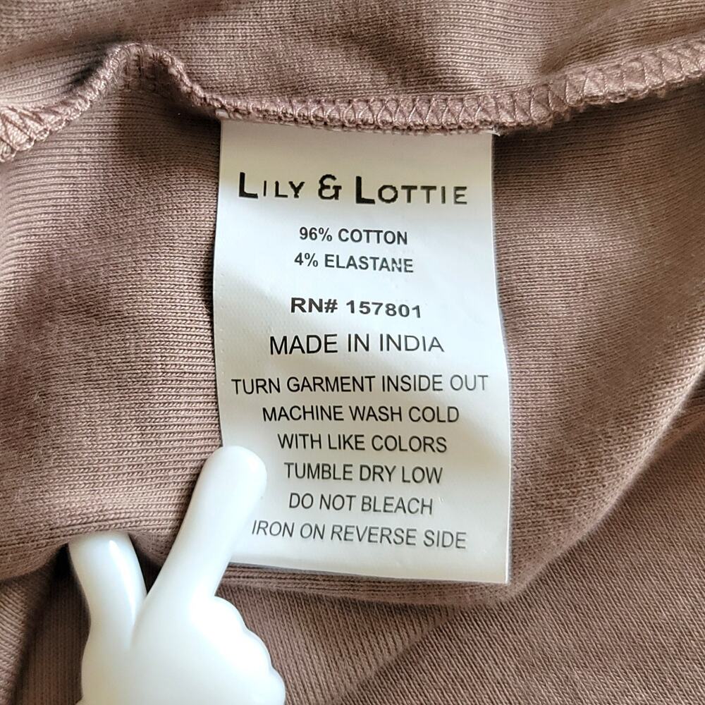 Lily & Lottie Tan Brown Funnel Neck Hoodie Long Sleeve Thumbholes Dress Womens M - Picture 8 of 14